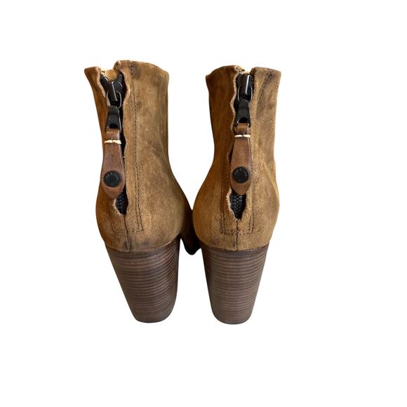 rag & bone Newbury Oiled Suede Heeled Bootie Boots Camel Brown 10 - Picture 5 of 9